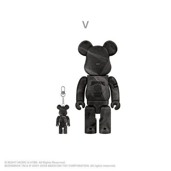 代購 BTS × BE@RBRICK 庫柏力克熊 V 金泰亨 400% 100%,圖片 1/1